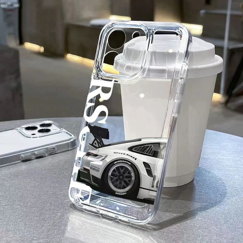 Transparent Sports Car Case for iPhone 17 Pro Max 16 15 14 13 12 11 Pro Max XS Max X XR 7 8 Plus 16e 17Air Soft Cover