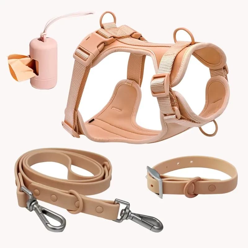 Hot Selling Walking Dog Waterproof PVC Wrap Pet Leash Collar Harness Poop Bag Box Set for Dogs