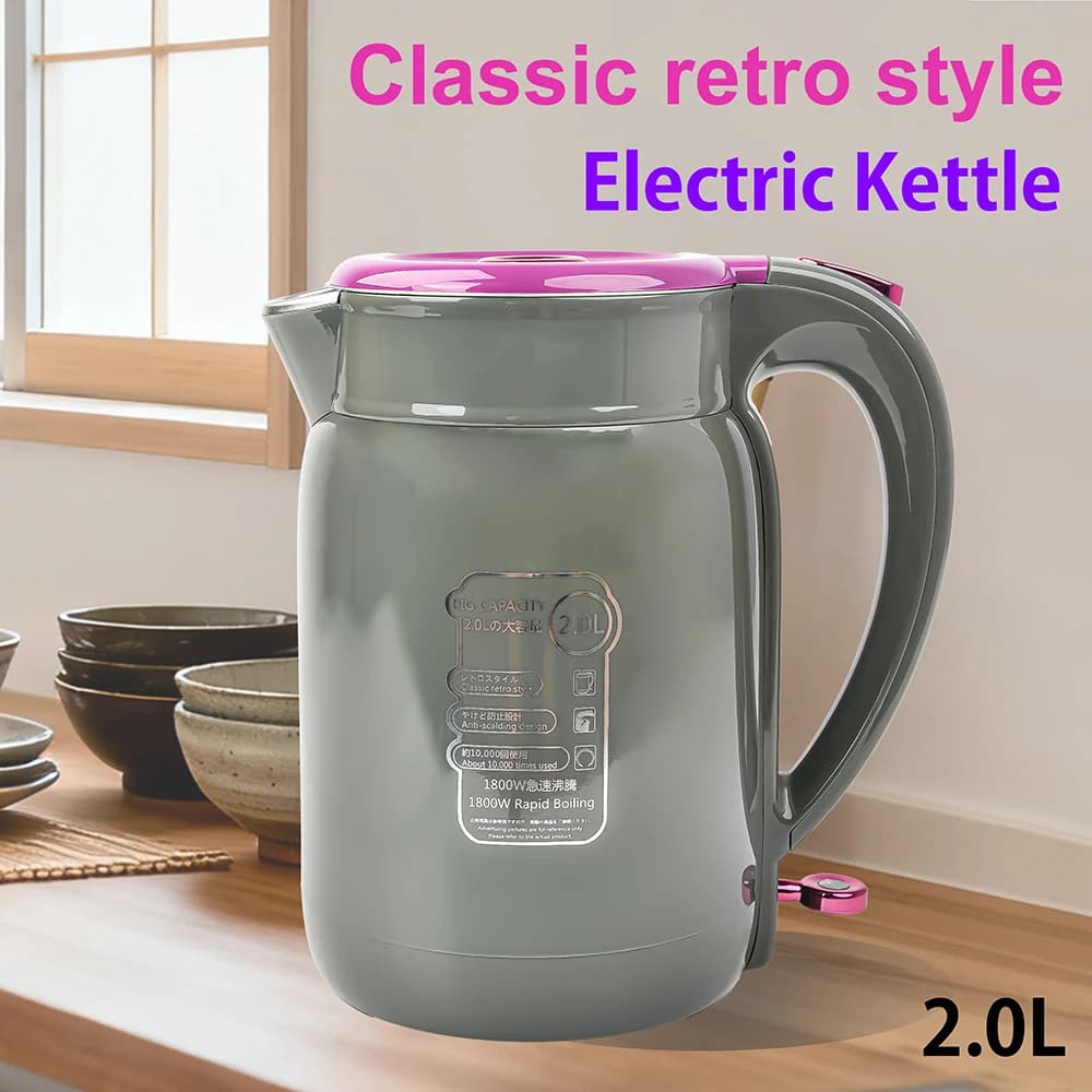 1800 W Quick boiling electric kettle - Stainless steel water heater for food use Automatic shutdown Dry burn protection Capacity 2.0 liters