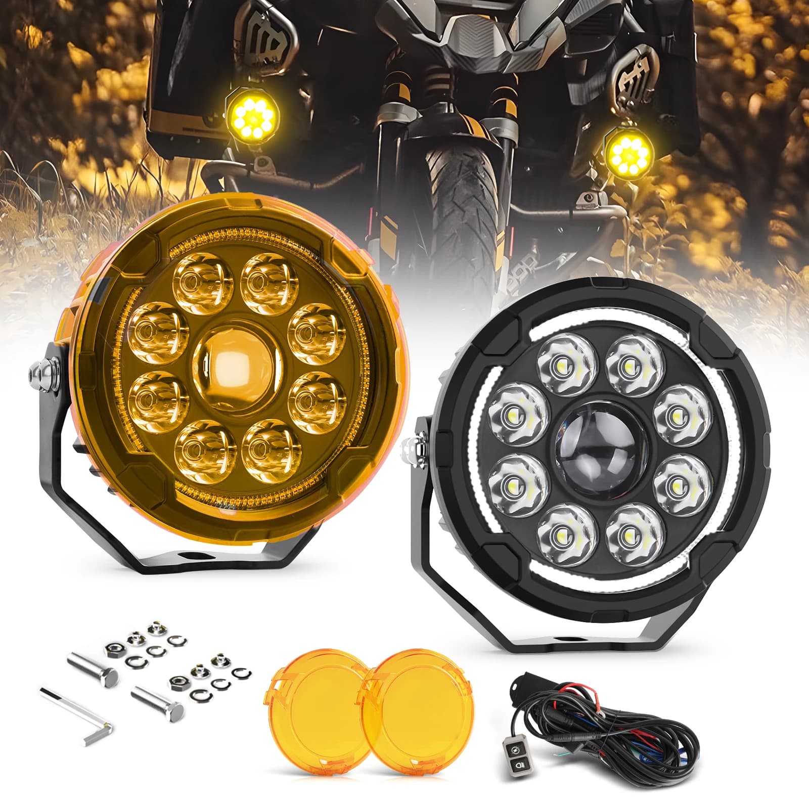 [Strobe] Motorcycle LED Auxiliary Driving Light / Fog Light / for BMW R1250GS ADV for ‌Honda for ‌Yamaha for Suzuki for Triumph
