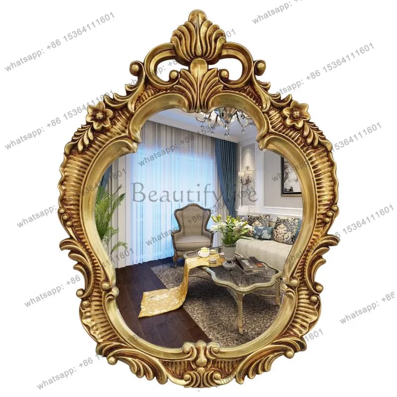 Specchio da bagno europeo di alta gamma a parete, specchio decorativo per hotel, modello Enigma.