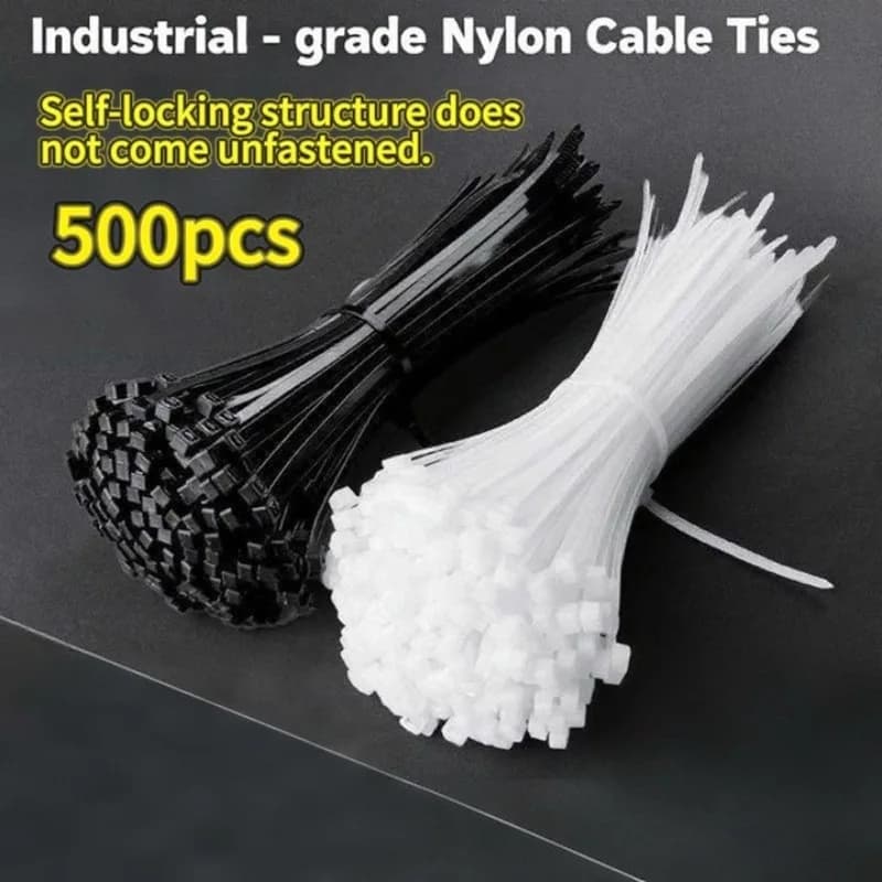 100-500 pz Fascette per cavi in nylon di plastica Fascette per cavi autobloccanti Cinghie Cavi regolabili Anello di fissaggio Fascette per cavi per ufficio domestico