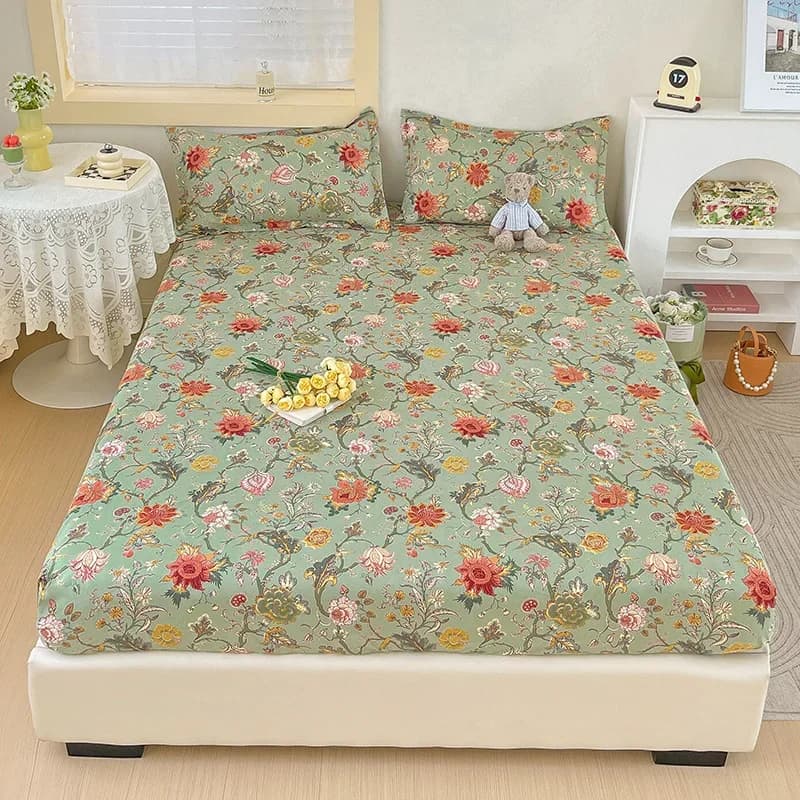 Lenzuolo con angoli floreali Boho con tasca profonda, set lenzuola con fiori di vite botanica, copriletto da fattoria con 2 federe Twin Queen