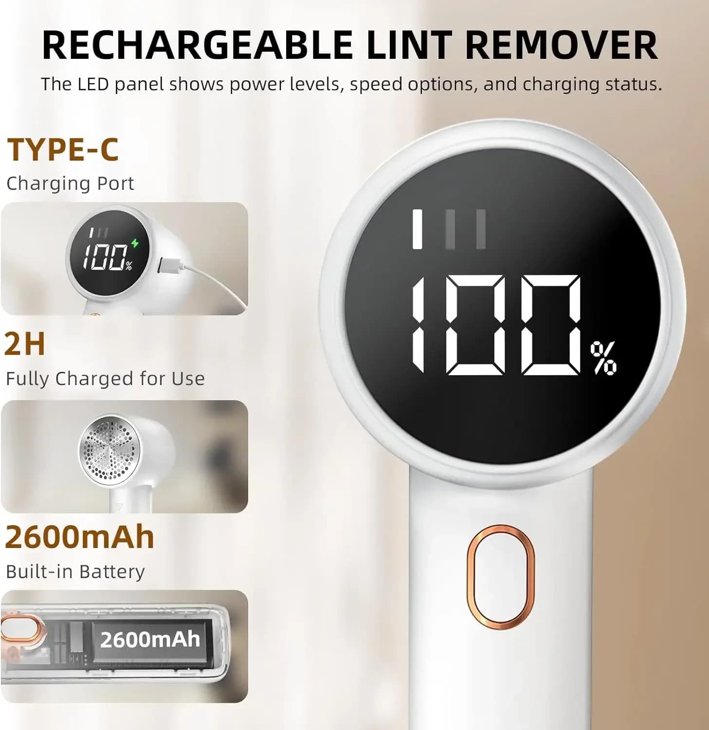 Levapelucchi Elettrico Ricaricabile 2026 Portatile con Display LED per Vestiti, Mobili e Divani