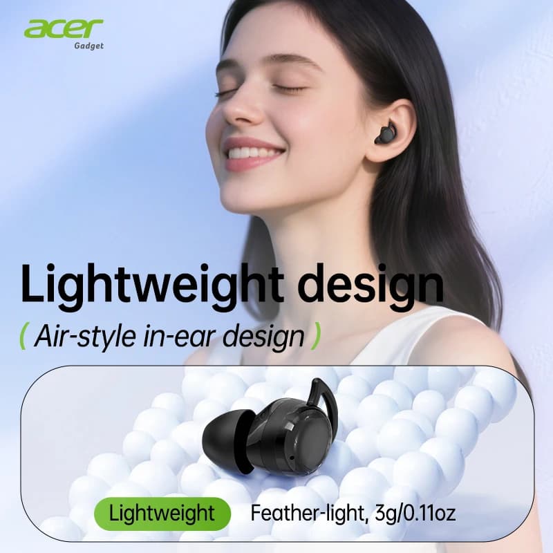 Original Acer OHR557 In Ear Bluetooth Earbuds Digital Display Charging Case Auto Pair Wireless Sports Hook Earphones