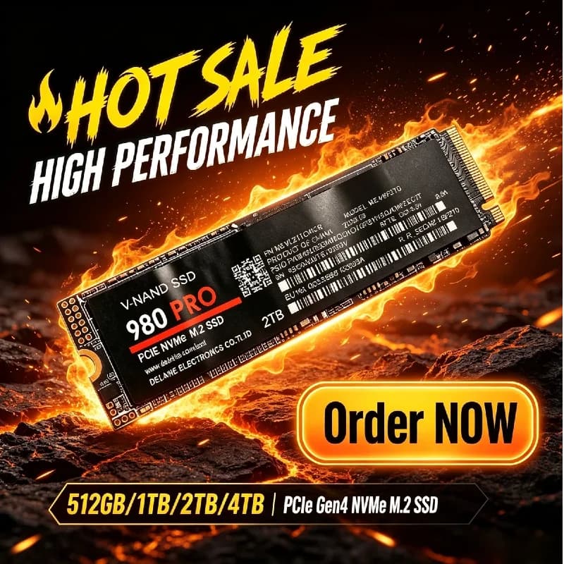 New 980Pro M.2 NGFF PCIe 4.0 SSD Internal Solid‑State Drive 7450MB/s High Performance Storage for Gaming Laptop Desktop Computer