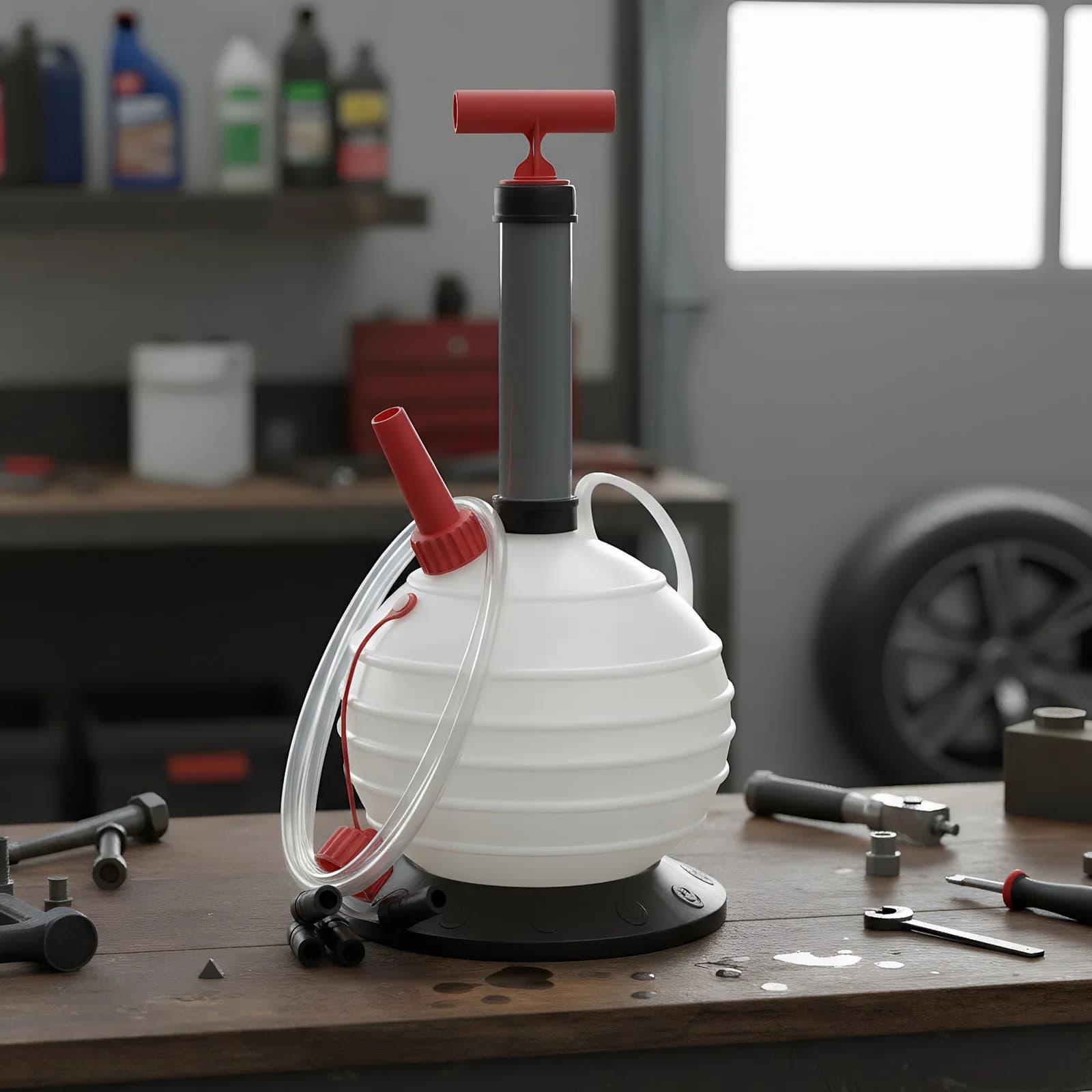 Pompa di aspirazione manuale dell'olio da 6 litri con base e tubi flessibili Pompa dell'estrattore dell'olio per motori marini per motociclette