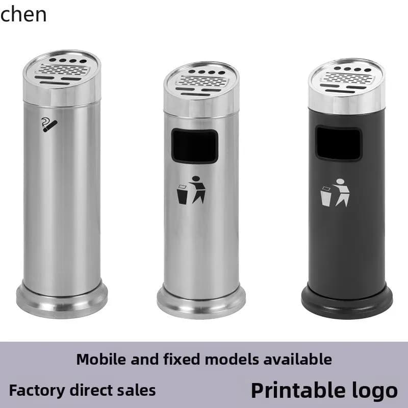PYH Round Vertical Cigarette Butt Holder Thickened Outdoor Fashion Ashtray Classic Steel Cigarette Butt Trash Can