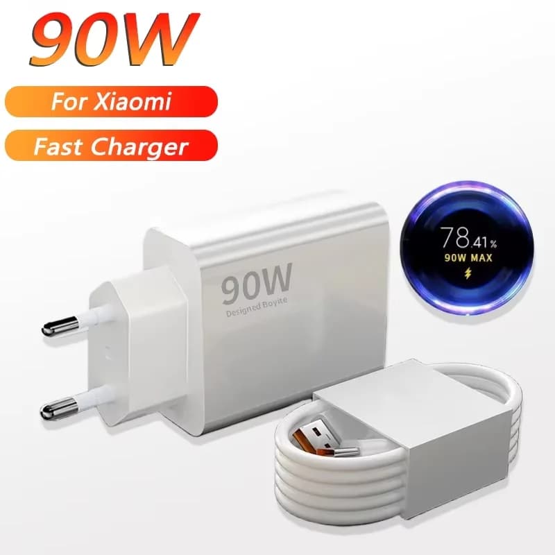 Caricatore USB da 90W a ricarica rapida, caricabatterie da viaggio con cavi dati USB a Type C Quick Charge 3.0 per Xiaomi iPhone, adattatore di alimentazione.