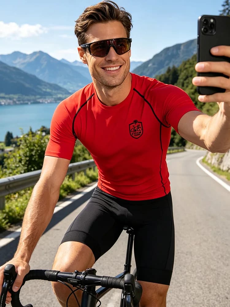 Men's and Women's Quick-Dry Cycling T-shirt for Mountain Bike and Road Cycling-Short Sleeve Suitable for Cycling Clubs-J67