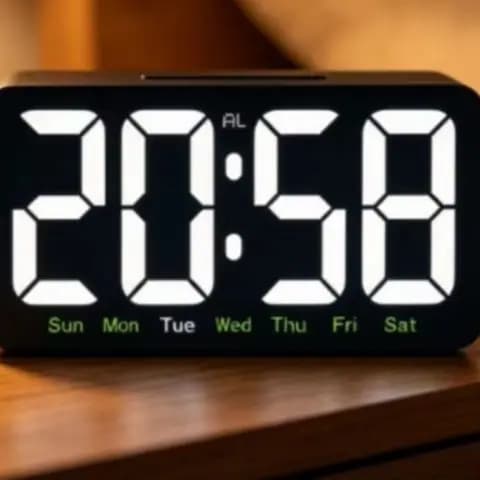 Multifunctional LED Desk Clock With Calendar, Thermometer & Alarm, 3 Level Dimmer, Modern Digital Clock For Home Decor