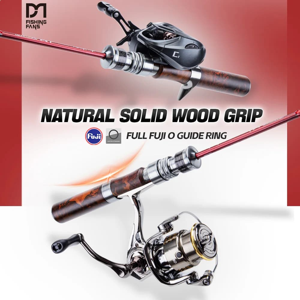 FISHINGFANS ORCA Ultralight Carbon FUJI GUIDE Spinning Casting Fishing Rods UL Power Wood handle Travel Rod For Trout Pike