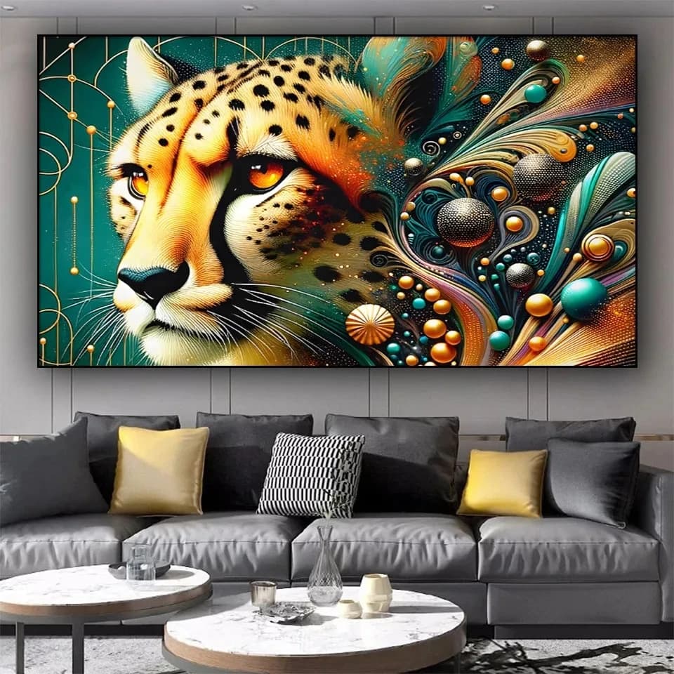 Golden Leopard Diy Diamond Painting Large Size Full Square Round Diamond Mosaic Embroidery Cross stitch Kits Animal Home Decor