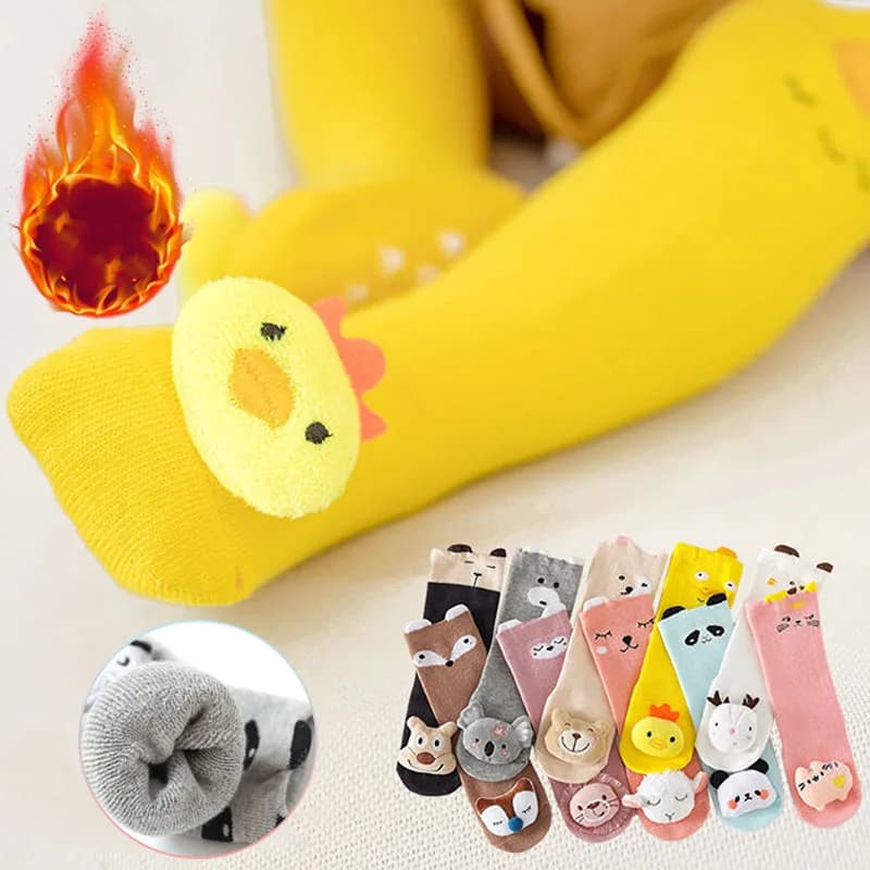 Winter Thick Cotton Kids Long Socks 3D Cartoon Plush Over Knee Toddler Socks Baby Knee Protection Non Slip Warm Home Lounge Wear