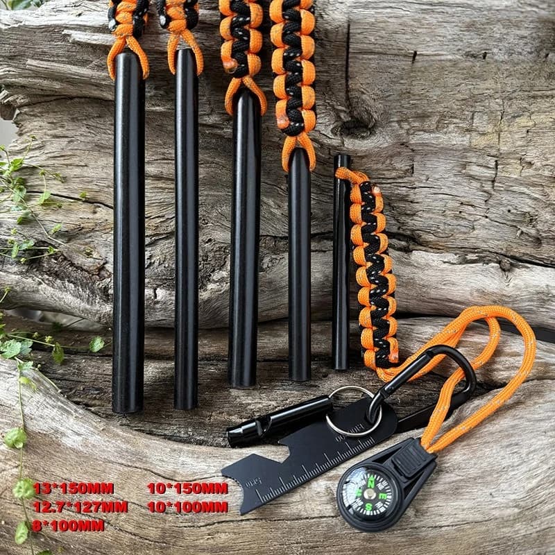 Bear Grylls Survival Fire Starter Magnesium Flint Rod, Portable Emergency Firesteel Kit Compass Whistle for Camping Hiking Tool
