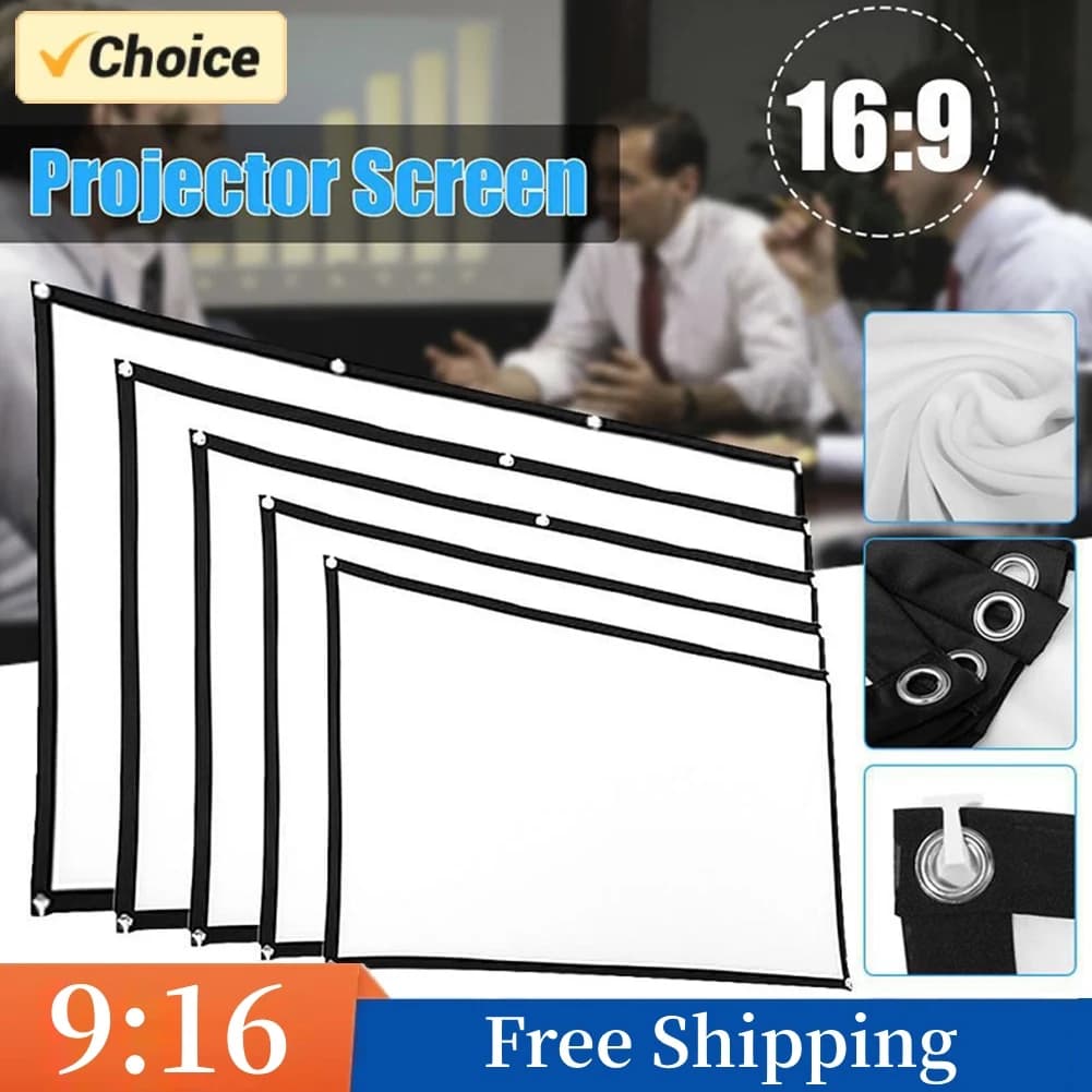 Schermo del proiettore portatile tenda semplice 60 72 84 100 120 150 pollici schermi di proiezione 16:9 per proiettore per ufficio all'aperto domestico