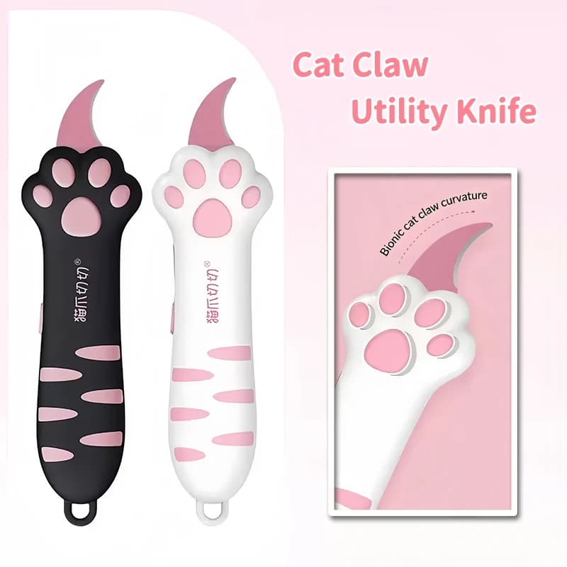 Retractable Cute Cat Paw Multi-Function Utility Knife, Portable and Safe Unboxing Tool, Office and Home Paper Cutting Gadget