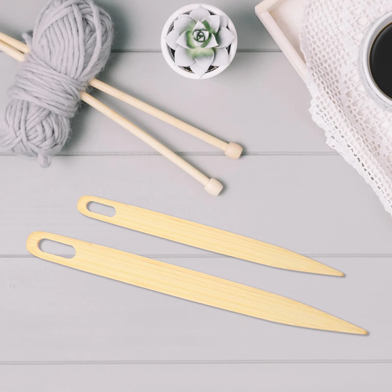 4Pcs Hanging Tapestry Knitting Needles Natural Wooden Pointed Crochet Hooks DIY Handmade Weaving Tools Lightweight Portable