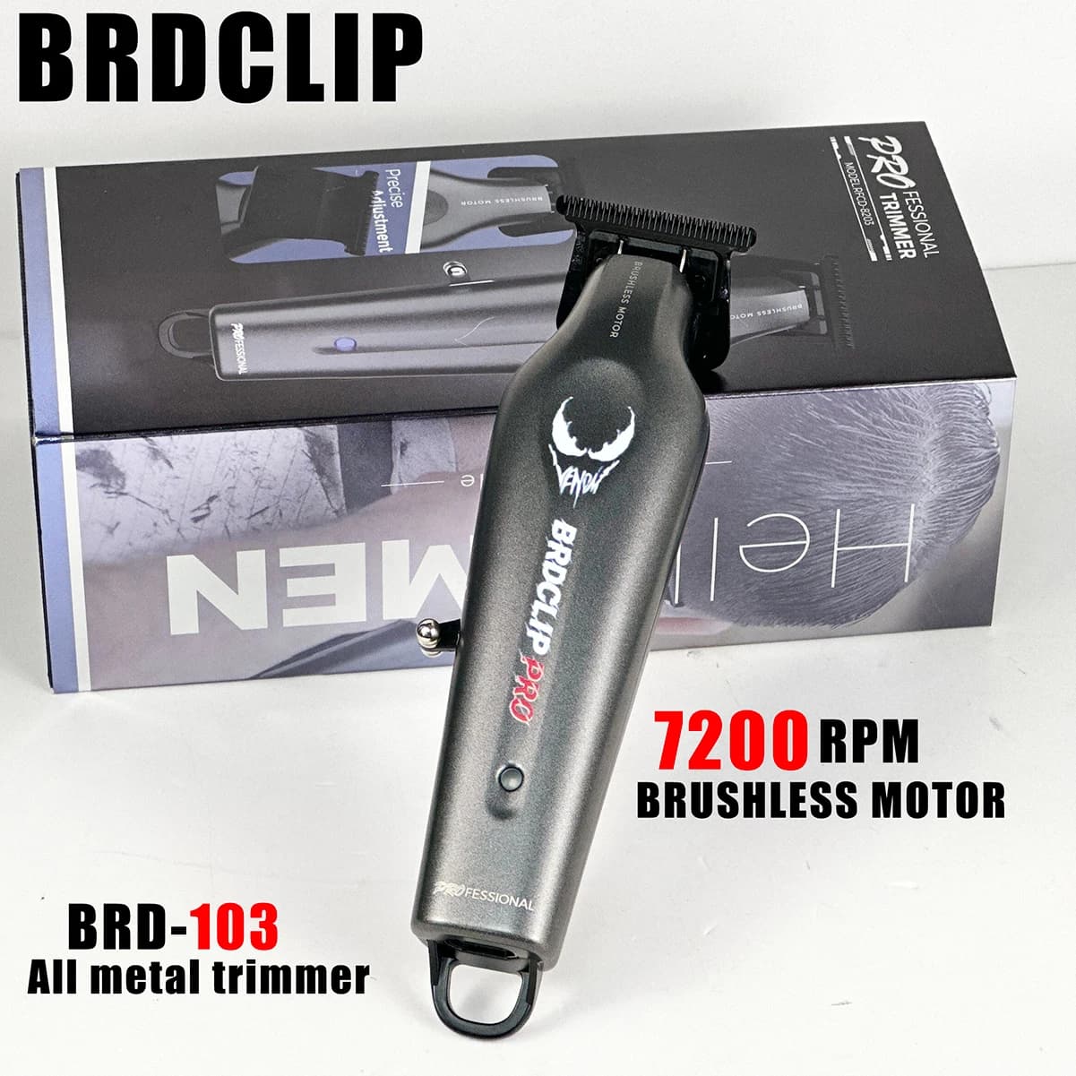 BRDCLIP BRD103 Motore Brushless 7200RPM Tagliacapelli professionale da uomo Lama DLC Salon Tagliacapelli interamente in metallo Barbiere