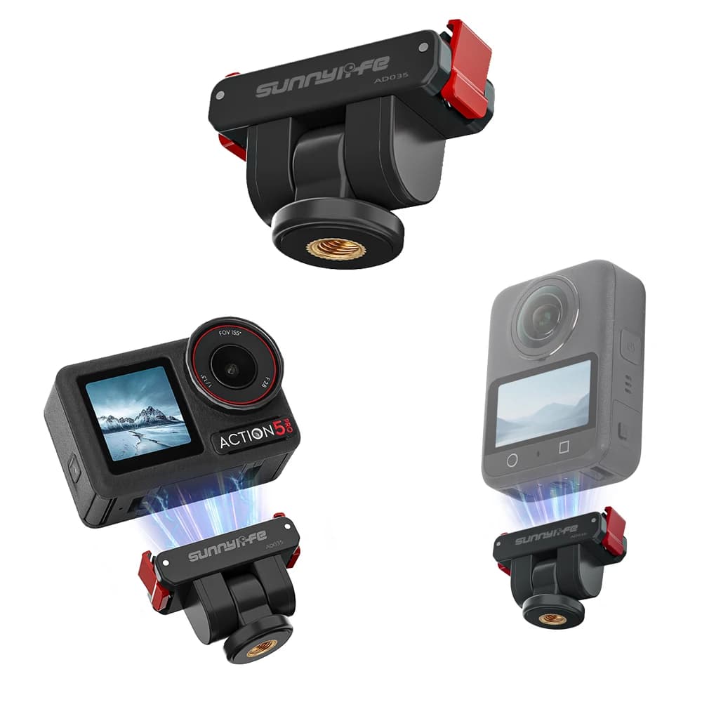 Adattatore magnetico per DJI OSMO Action 5 Pro/4/360/Nano Supporto a sgancio rapido con espansione a vite da 1/4 per fotocamera DJI Action 5 4 3 2