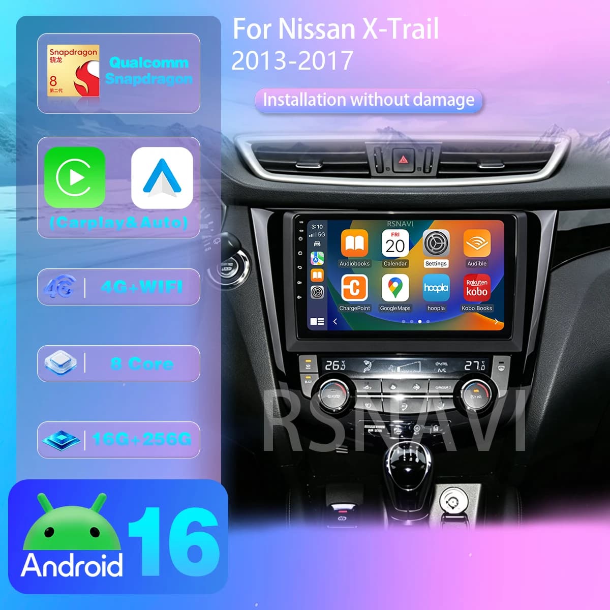 Android 16 per Nissan Qashqai J11 X-Trail T32 Rogue Dualis 2013-2021 Stereo Carplay Autoradio Multimediale Telecamera 360