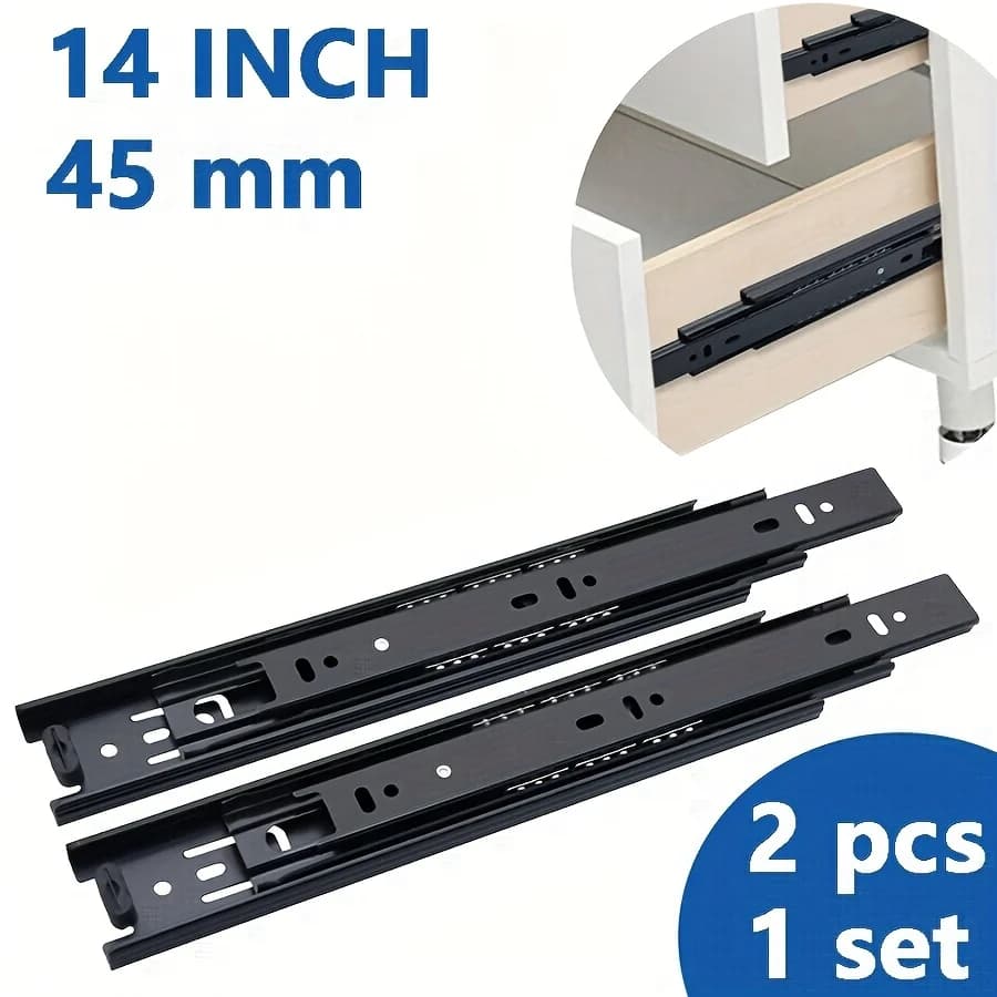 Guide per cassetti da 8 a 20 pollici in acciaio laminato a freddo, guide silenziose per cassetti, binari scorrevoli per cassetti a chiusura, guide ammortizzate a tre sezioni per armadietti