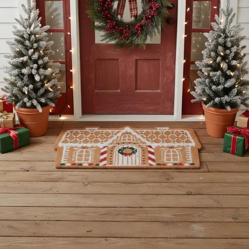 Zerbino natalizio imitazione cashmere Tappetino per porta d'ingresso Tappeto antiscivolo Decorazioni natalizie Tappetino invernale per la cucina di casa Bagno