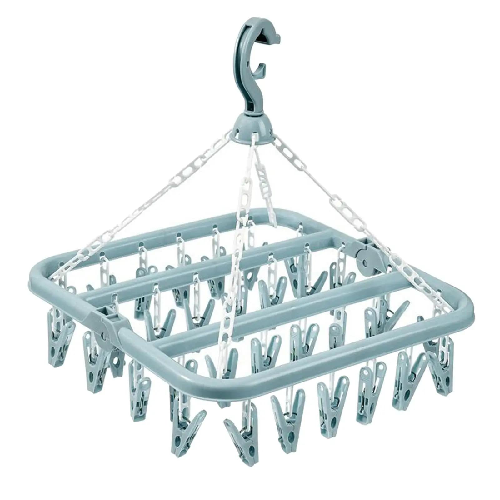 32 Peg Laundry Hanger Clothes Plastic Washing Line Airer Indoor Outdoor Pegs