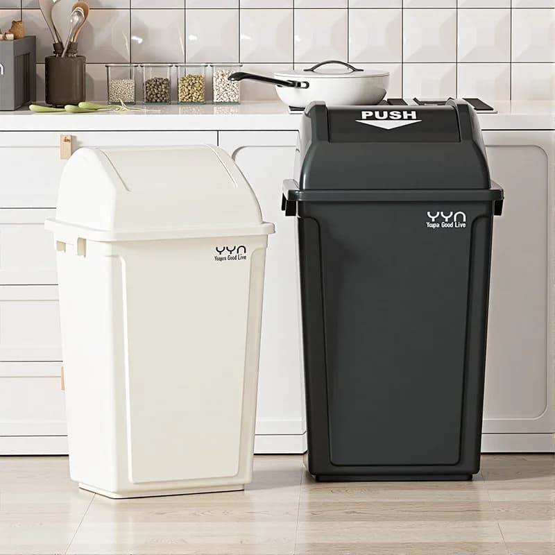 New 2025 Large Capacity Kitchen Trash Can Swing Lid Home Office Bathroom Living Room Trash Bin Kitchen Trasha Can Garbage Bin