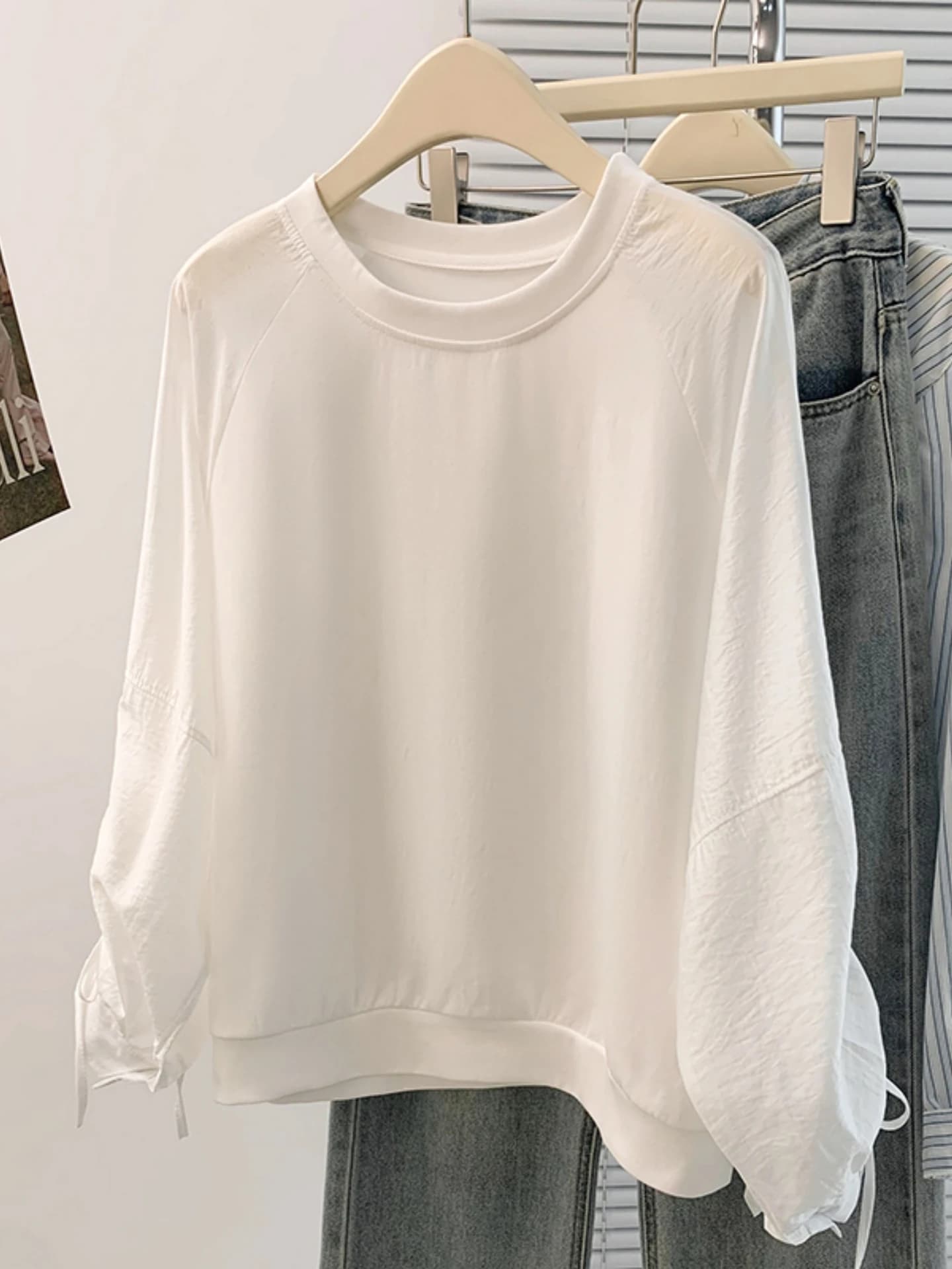 Slimming Long Sleeve Base Shirt Hoodie Women's Style Spring Autumn plus Size Conceal Belly Patchwork Shoulder Insertion Blouse
