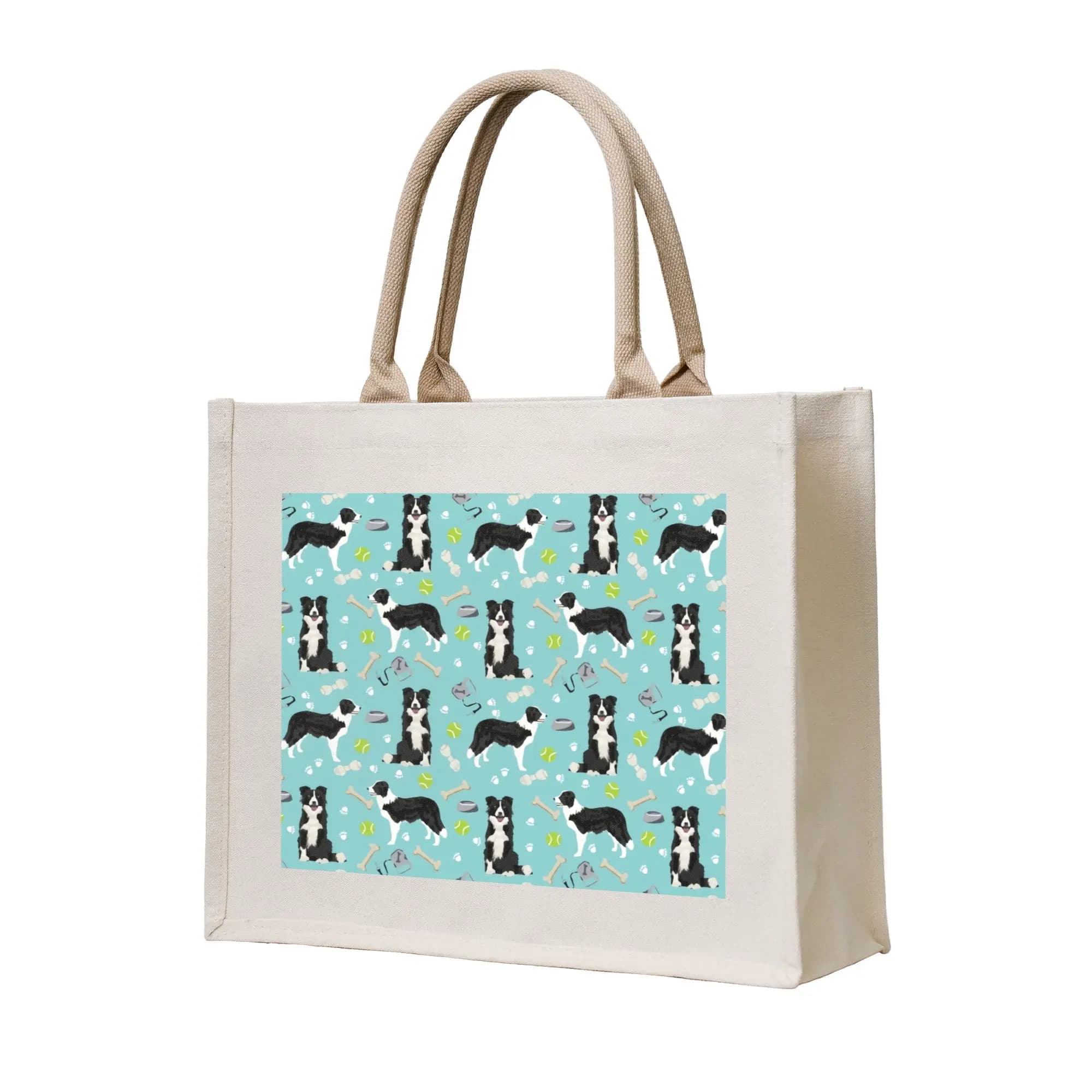 Borsa tote da shopping con stampa alla moda Border Collie Tennis Ball, borsa a tracolla portatile per amanti dei cani Borsa a Mano