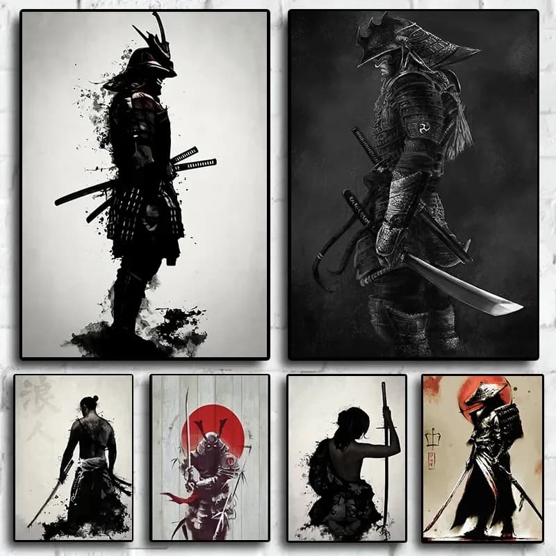 Japanese Anime Aesthetic Wall Art Game Retro Samurai HD Oil On Canvas Posters And Prints Home Bedroom Decoration Gifts