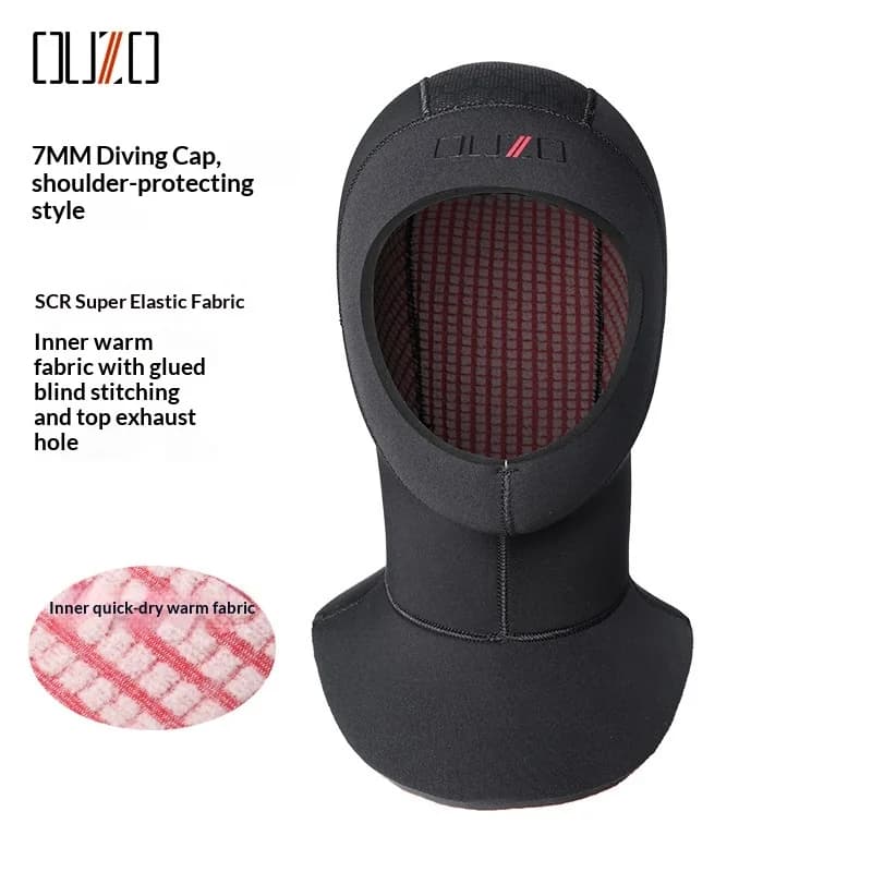 7MM Neoprene Hooded Wetsuit Cap With Shoulder Coverage Thermal Cold Proof Diving Hood Unisex for Freediving Winter Swimming Surf