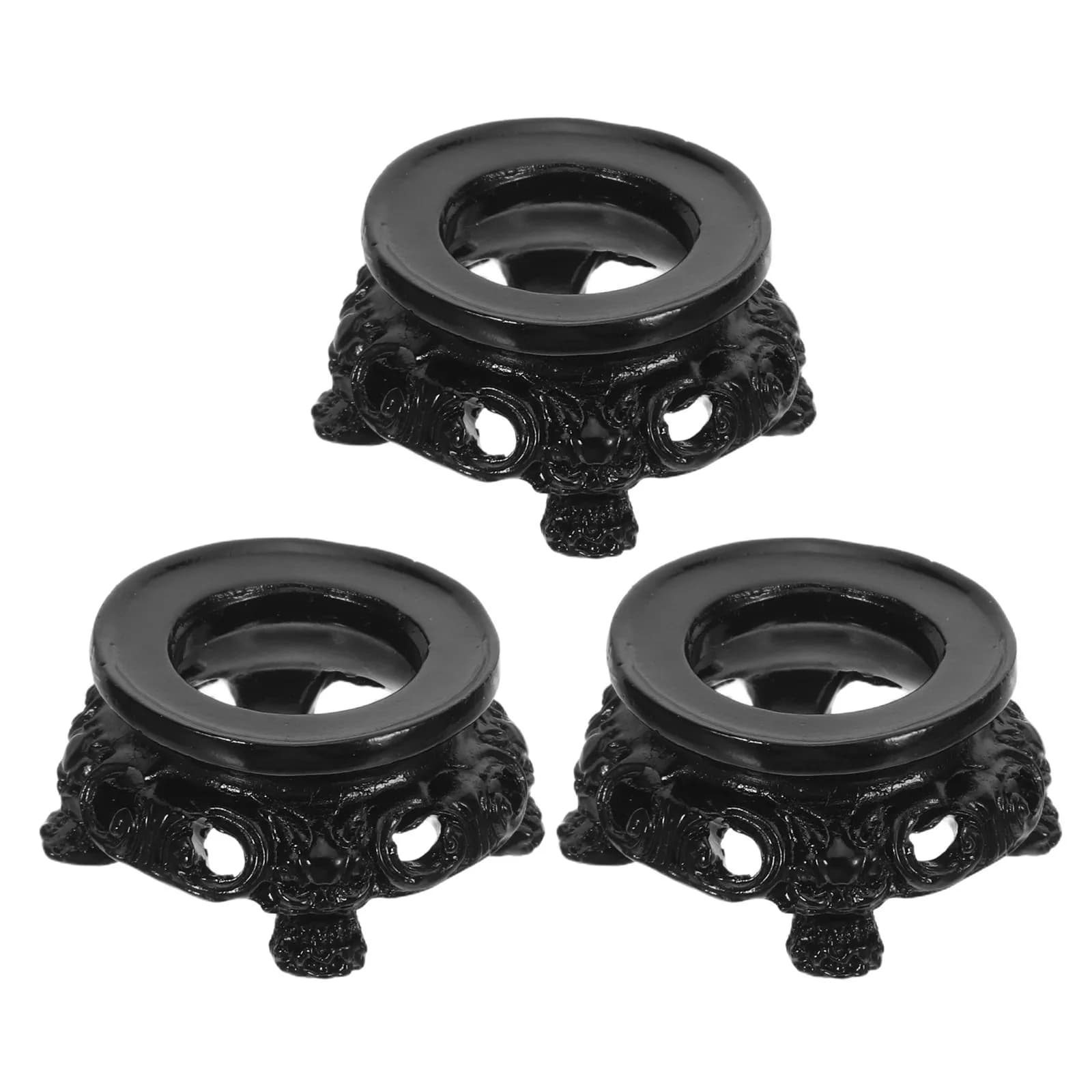 Set di 3 Supporti Espositivi per Sfere di Quarzo Nero, Base Cava per Cristalli, Globi e Pietre, Piedistallo Decorativo per Casa
