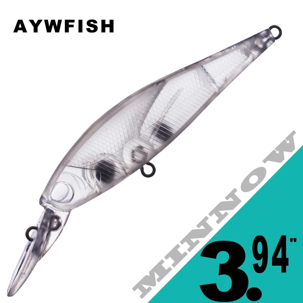 AYWFISH 10PCS Medio Diver Bill Minnow Vuoto 3.94IN 7.8G Plastica ABS Corpo Trasparente Non Verniciato Artificiale Minnow Esca