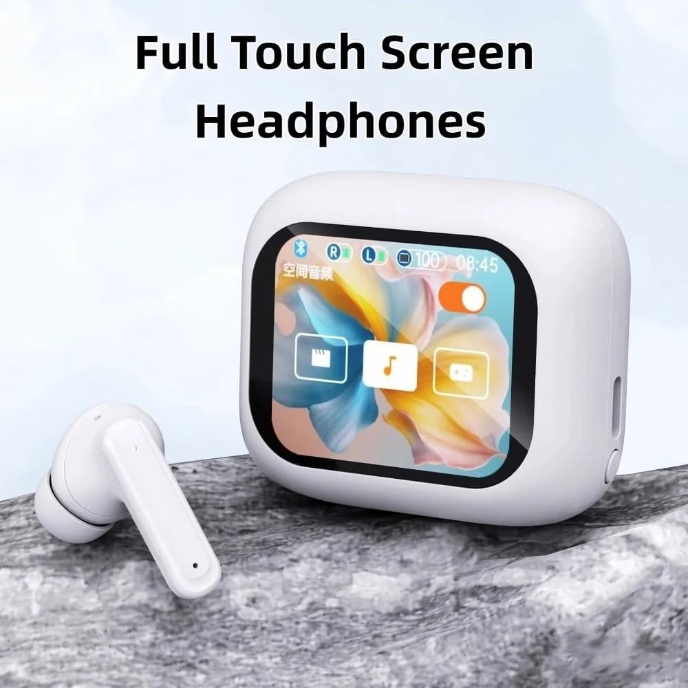 Cuffie Bluetooth 5.4 Full Touch Screen LCD intelligente nell'orecchio Auricolari intrauricolari wireless Batteria lunga Chiamata HD Auricolari Bluetooth ANC