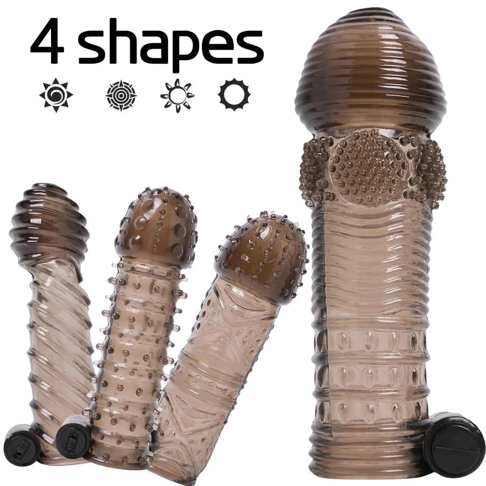 Vibrating Penis Sleeve Extensions Reusable Delayed Ejaculation Condoms Penis Extender G Spot Stimulation Adult 2026 New Sex Toys