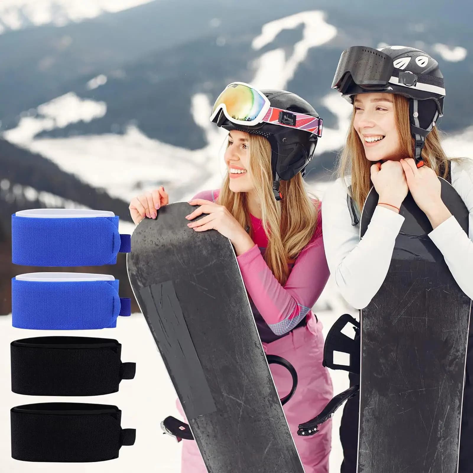 Cinghie di Fissaggio per Sci, Nastro Regolabile per Sci, Legacci per Snowboard, Accessori con Cuscinetti, Cinghie per Attacchi da Snowboard
