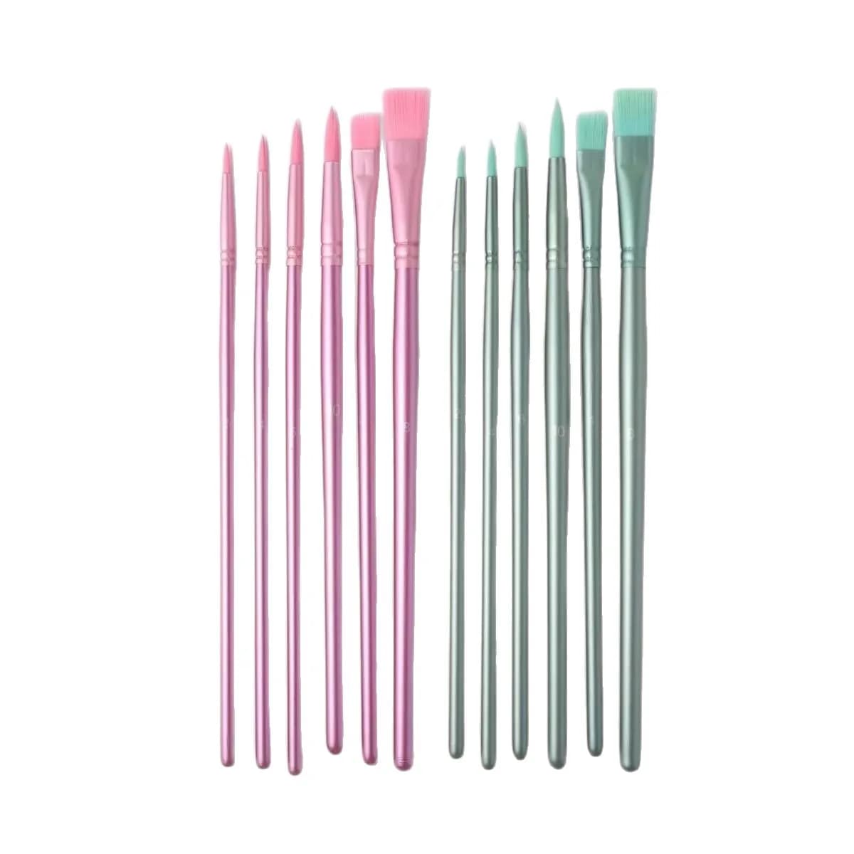 Portable 4/6pcs Art Paint Brushes Soft Nylon Hair Watercolor Water Chalk Oil Painting Round Flat Head Brush Student Drawing