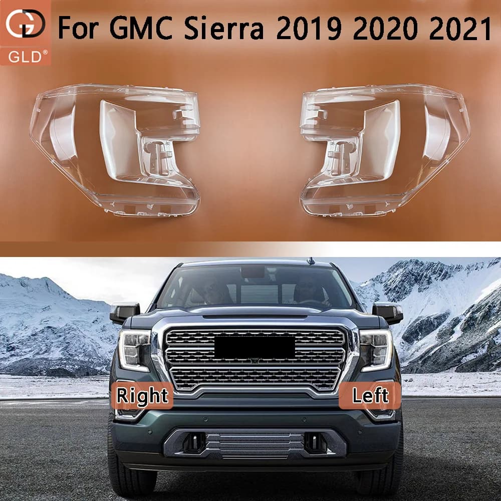 For GMC Sierra 2019 2020 2021 Car Accessories Front Headlamps Transparent Lampshades Lamp Shell Headlights Lens Cover Plexiglass