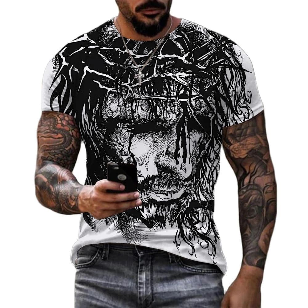 2024 t-shirt 3D da uomo stampa Jesus Christ Pattern Jesus Cross Top Fashion Trend uomo Jesus 3D Shirts