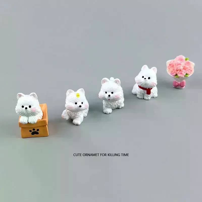 Cute Scarf West Highlands Puppy Resin Dogs Miniature Figurines Terrarium DIY Crafts Realistic 4/5/6Pcs