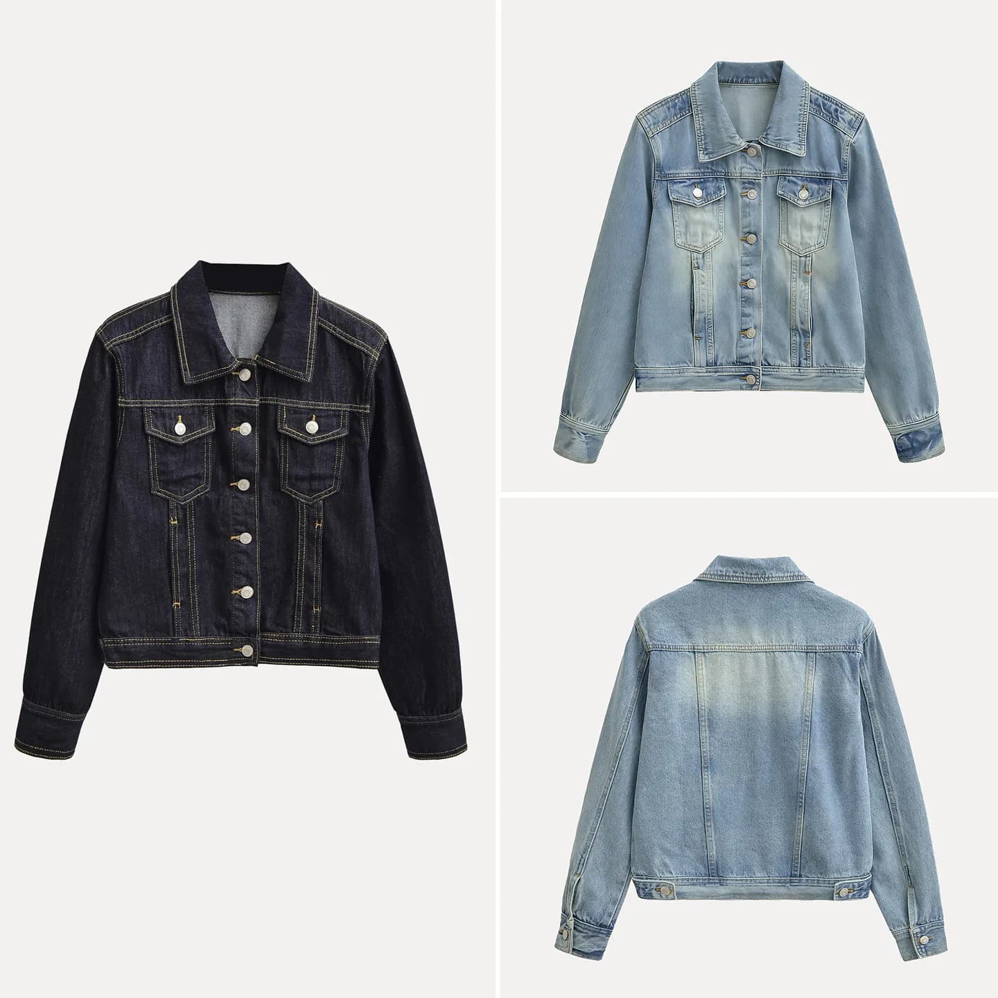 Giacca di Jeans Larga da Donna, Semplice e Versatile, Stile Vintage, Inverno 2025, Manica Lunga con Chiusura a Bottoni, Motivo a Pois
