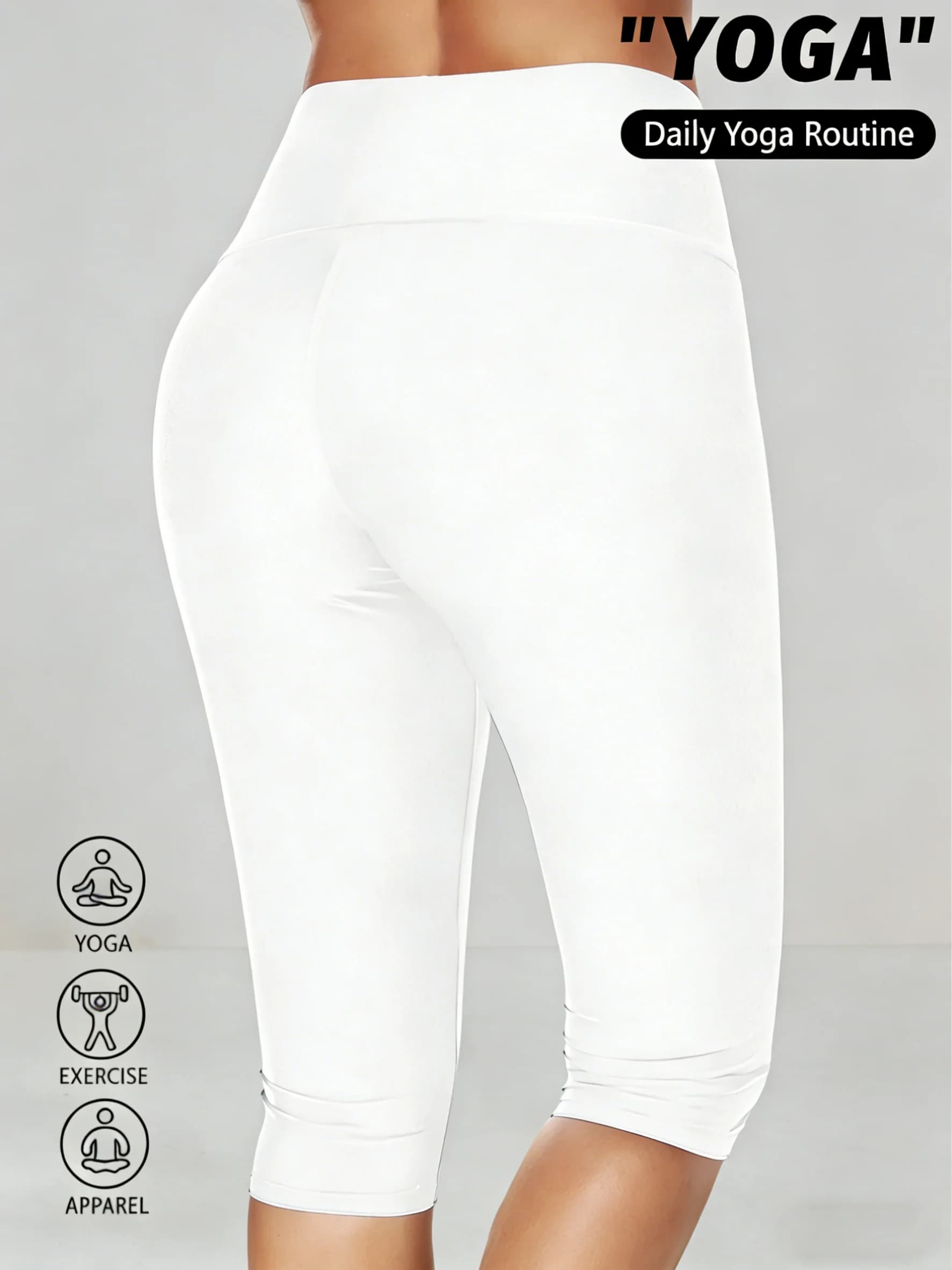 Leggings Bianchi a Vita Alta per Donna, Pantaloni Yoga al Ginocchio, Elastici e Traspiranti per Allenamento, Corsa e Uso Quotidiano