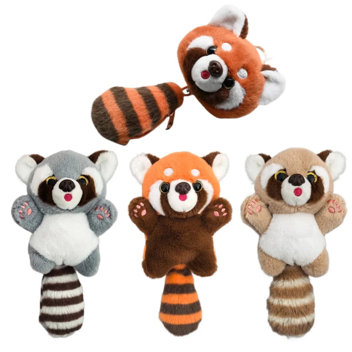 Simpatico Peluche a Forma di Panda Rosso Cartone Animato, Ciondolo, Piccolo Orsetto Giocattolo, Bambola Orsetto da Giardino, Portachiavi Decorativo per Zaino, Regali