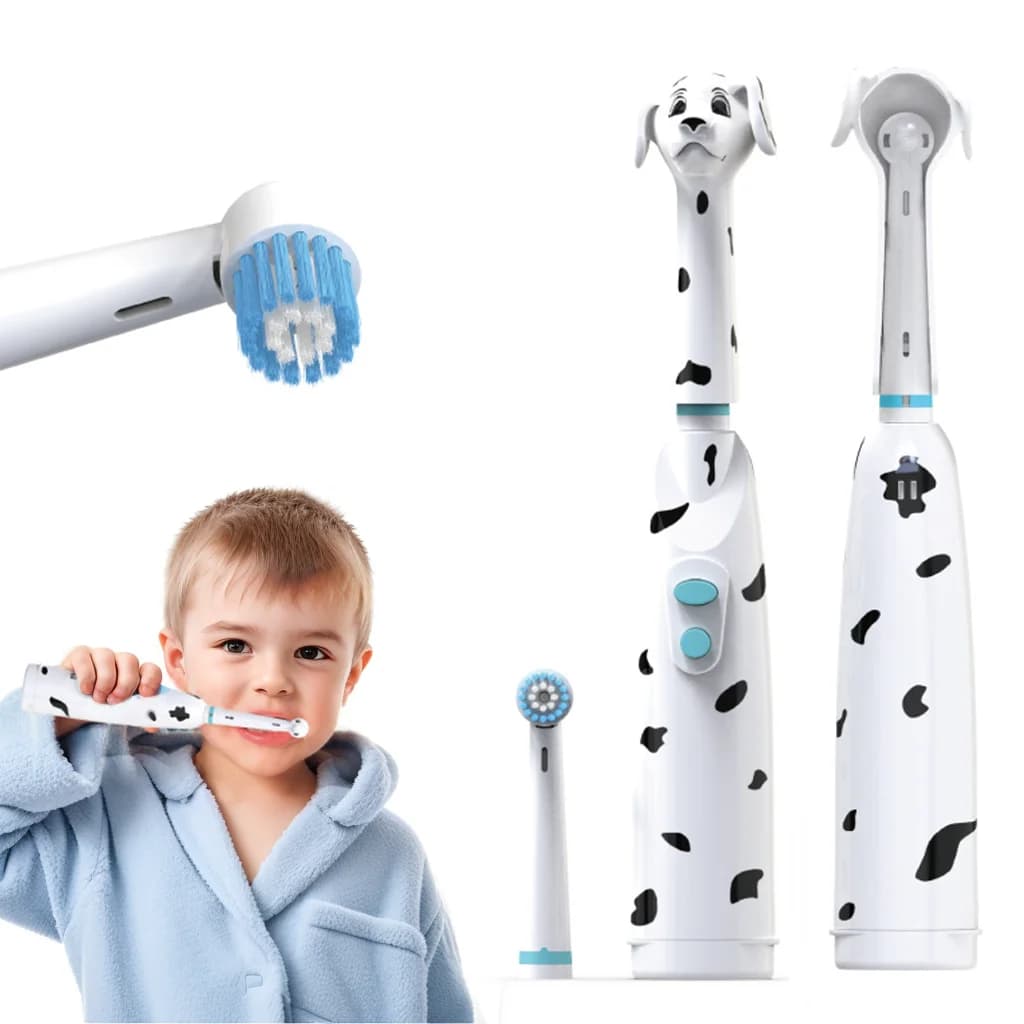 Children's electric toothbrush, children's dog, with dust cover, cartoon type, round head battery for children