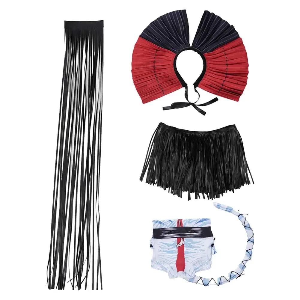Costume da Cosplay per Bambini Varang, Travestimento Avatar dal Film Fire and Ash, Tuta con Gonna Corta, Cintura e Copricapo per Halloween e Feste in Maschera