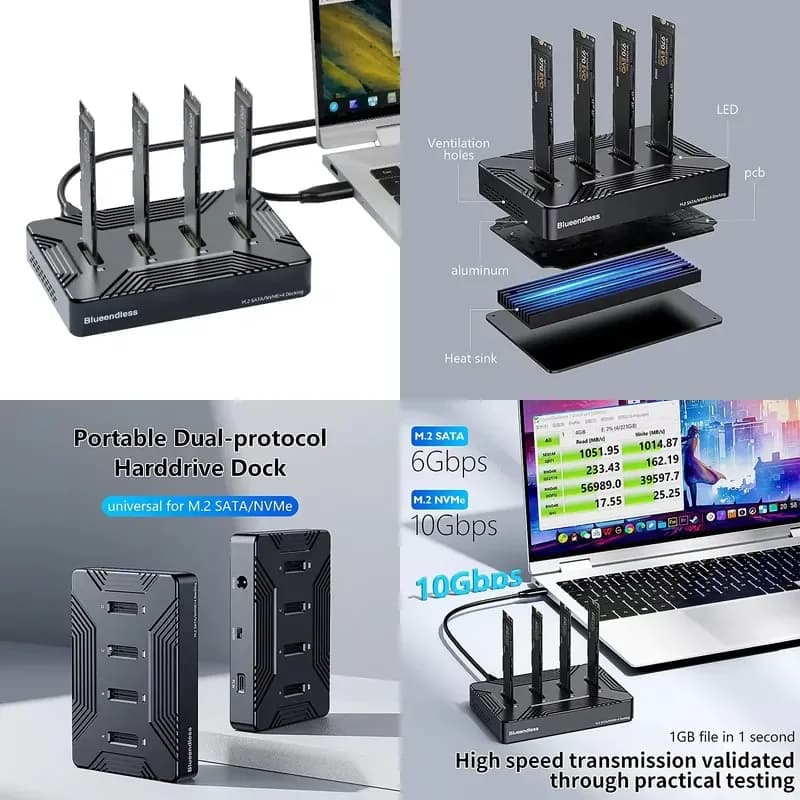 AP01 for Tool-Free External NVME SATA NGFF SSD Case Portable M2 NVME Enclosure USB 3.1 Gen2