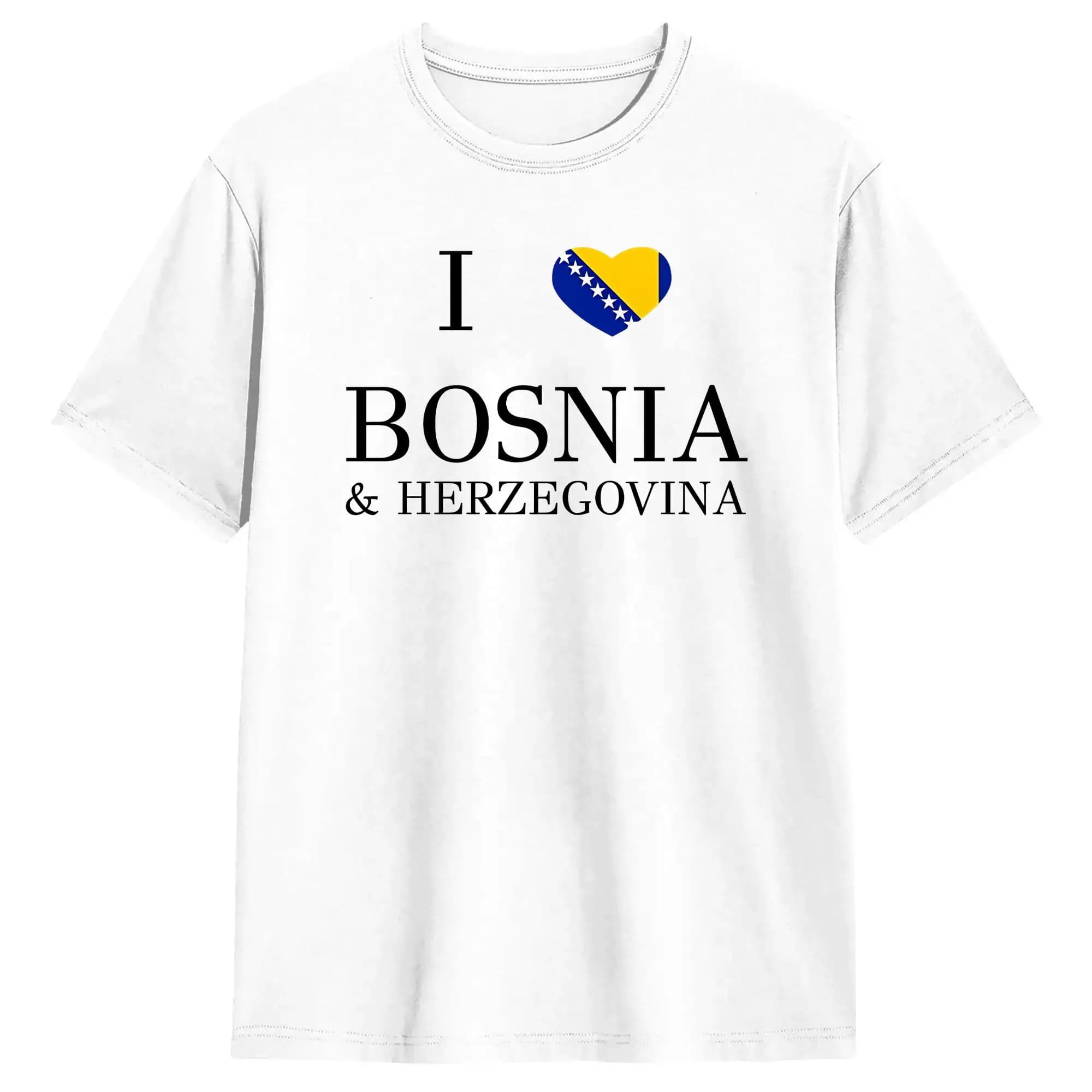 Casual I Heart Bosnia Herzegovina T-Shirt for Men O Neck Pure Cotton T Shirt Short Sleeve Tee Shirt Plus Size Clothing
