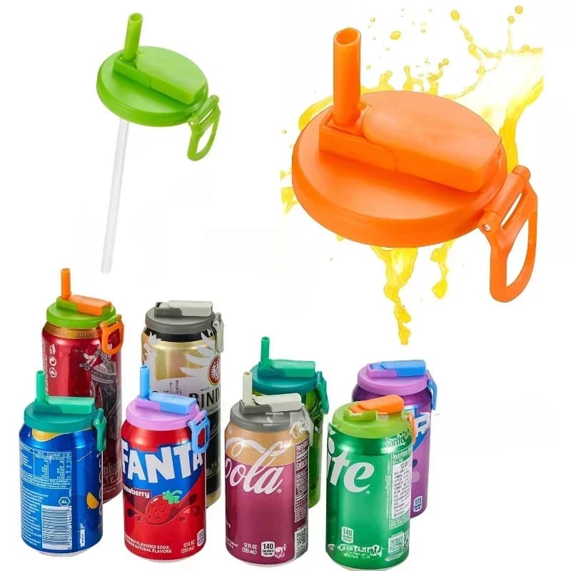 Reusable Soft Drink Can Lid. Soda Drink Can Lid Can Be Used for Beverages, Juices, and Soft Drinks, and Comes with A Straw